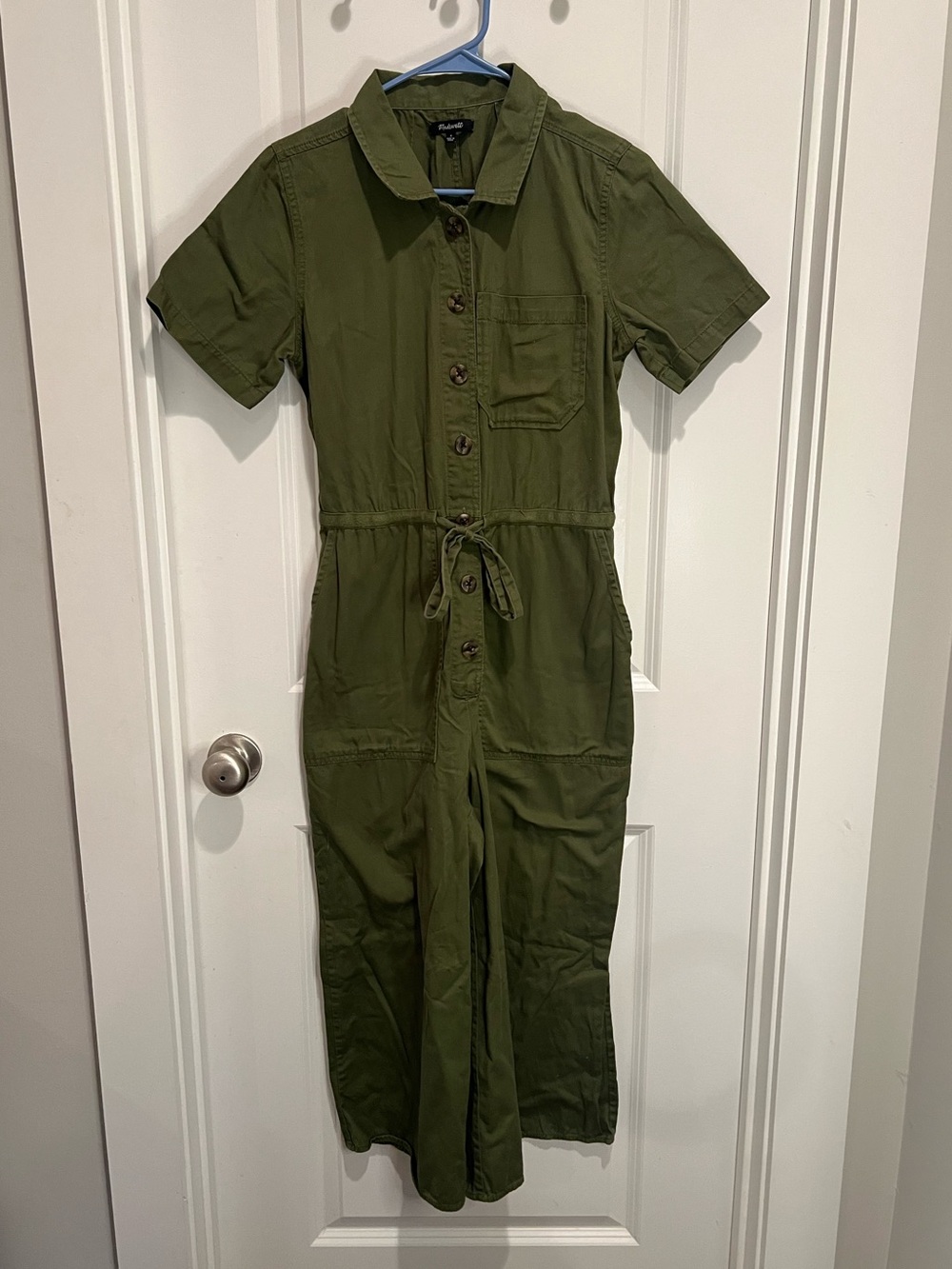 Madewell Tie-Waist Military Jumpsuit Green